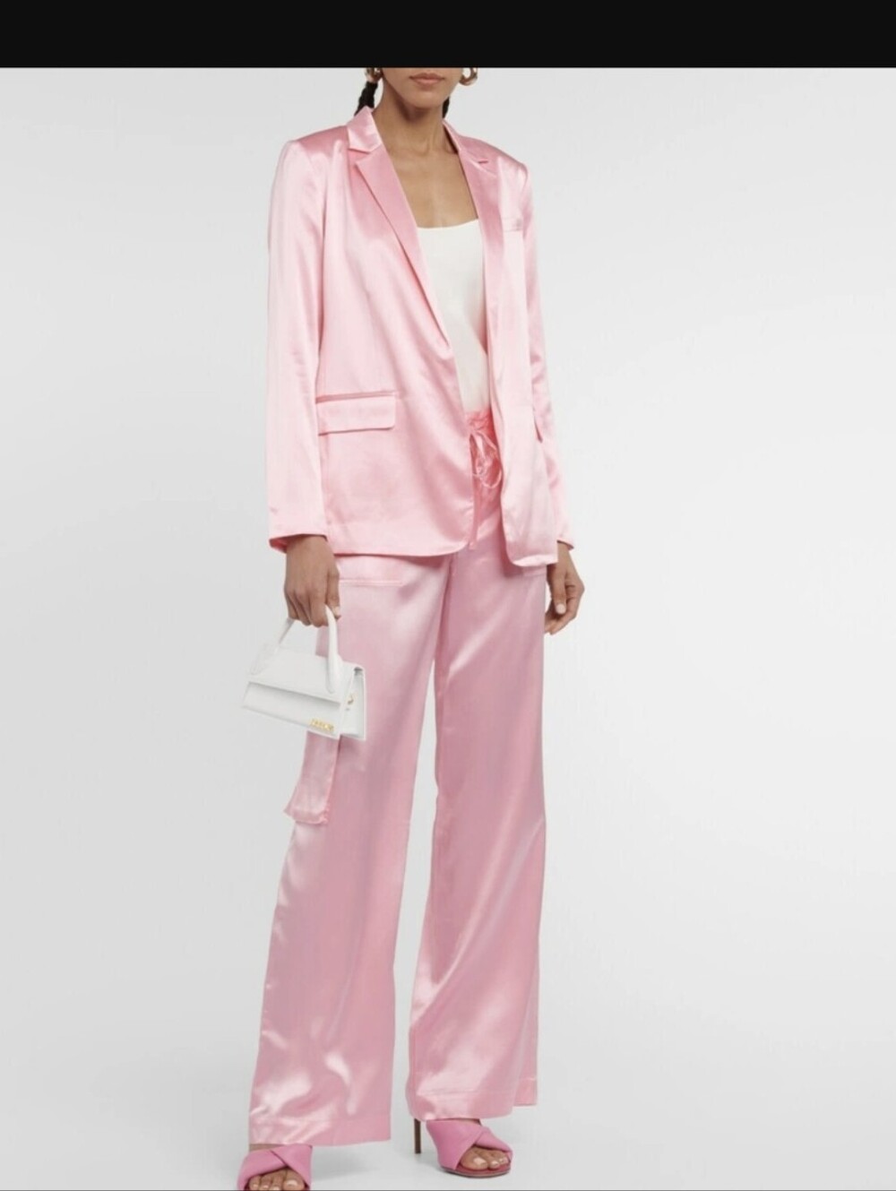 LoveShackFancy Sweet Pink Astara Blazer And Cedric Wide-leg Pant Silk Suit